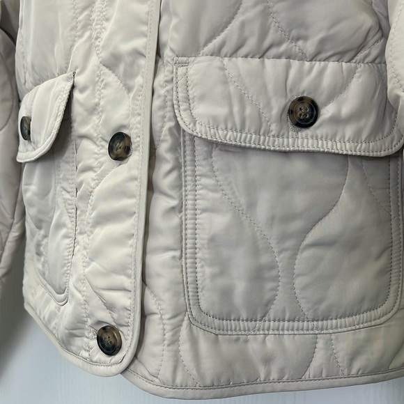 H&M - Quilted Taupe Brown ButtonFront Pockets Long Sleeve Lightweight Jacket XS - Picture 6 of 11